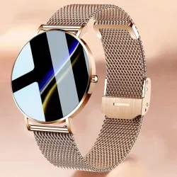 Elegant Smart Watch - ultra tynd - 1,36" - AMOLED - HD-skærm - vandtæt - rustfrit stål mesh-rem