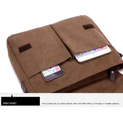 Rektangulær skuldertaske i lærred
