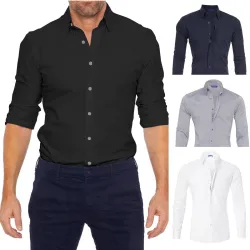 Elegant skjorte med lange ærmer - med lynlås/knapper - slim fit