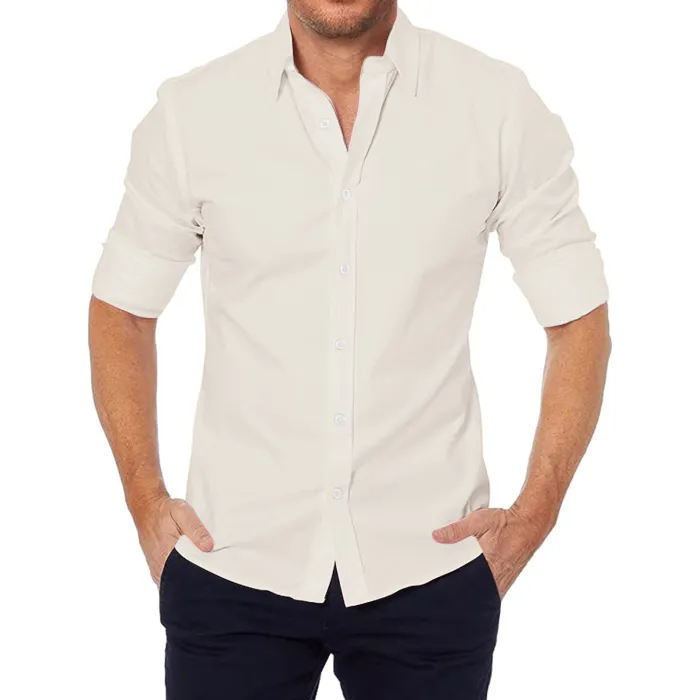 Elegant skjorte med lange ærmer - med lynlås/knapper - slim fit