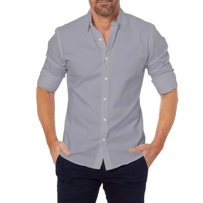 Elegant skjorte med lange ærmer - med lynlås/knapper - slim fit