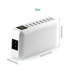 40W - Smart oplader - multiport - 8 USB - 5V 8A - LED