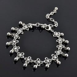 Vintage anklet - silver flowers / beadsBracelets