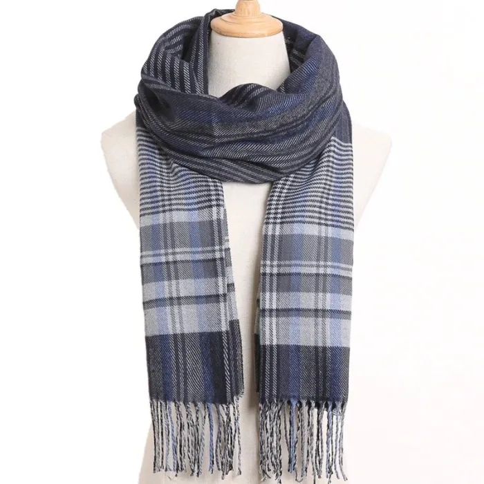 Luxury men's plaid scarf - with tasselsScarves