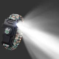 Multifunktions overlevelsesarmbånd med plastikspænde og LED-lys