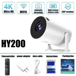 HY200 720p bærbar projektor - 270° roterbar, Full HD HDMI/USB, hjemmebiograf og udendørs film