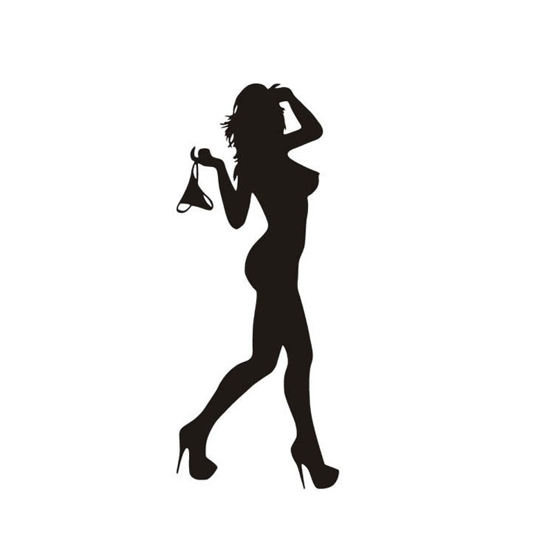 Sexy woman in underwear sticker black / silver
