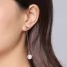 Triangles & pearls - rose gold long earrings