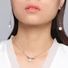 Triangles & pearls - rose gold long earrings