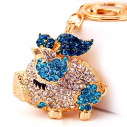 Crystal pig keychain