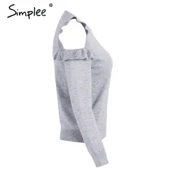 Elegant Off Shoulder Knitted Sweater Jumper