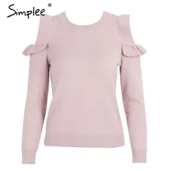 Elegant Off Shoulder Knitted Sweater Jumper