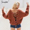 Backless Lace-Up pullover - sweater knitted