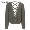 Backless Lace-Up pullover - sweater knitted