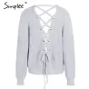 Backless Lace-Up pullover - sweater knitted