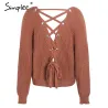 Backless Lace-Up pullover - sweater knitted