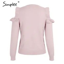 Elegant Off Shoulder Knitted Sweater Jumper