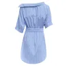 Plus size - off shoulder striped dress