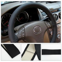 Leather car steering wheel cover