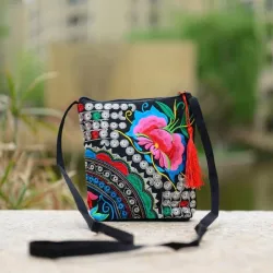 Ethnic mini shoulder embroidered crossbody bag