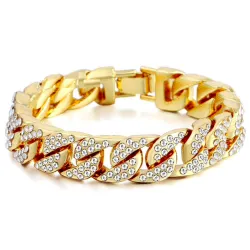 Gold / silver bracelet with zirconias unisex