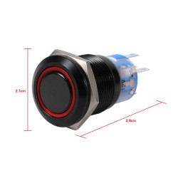 19mm 12V LED car waterproof self-locking latch push button switch