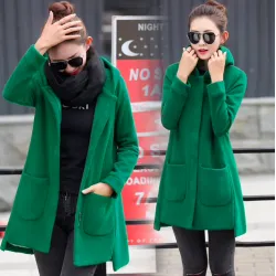 Long hooded coat fleece jacket