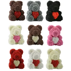 Infinity rose flower teddy bear with heart 40 cm