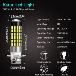 DC 12V H3 LED bulb fog driving car light 2 pcsH3