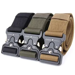 Military nylon belt with automatic buckle