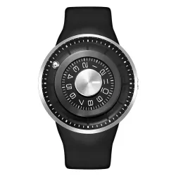 Ball rotation - stainless steel quartz watch with silicone strap