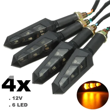 12V LED turn signal amber lights - motorcycle indicators 4pcs set