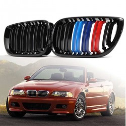 Front bumper grill - 2 line slat M color 3 colors for BMW 3 Series E46 4-door 2 pcs