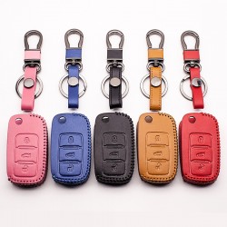 Car key leather cover for Volkswagen Polo B5, B6, Golf 4, 5, 6, Jetta, MK6, Tiguan