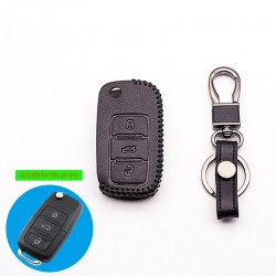 Car key leather cover for Volkswagen Polo B5, B6, Golf 4, 5, 6, Jetta, MK6, Tiguan