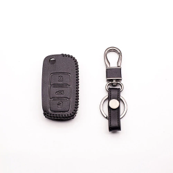 Car key leather cover for Volkswagen Polo B5, B6, Golf 4, 5, 6, Jetta, MK6, Tiguan