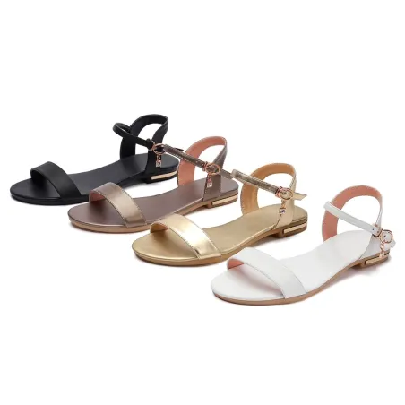 Genuine leather flat sandals
