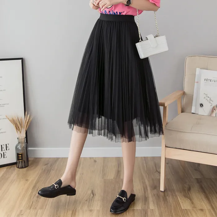 Fashion midi pleated skirt