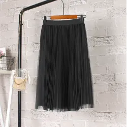 Fashion midi pleated skirt