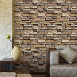 3D brick stone - rustic wallpaper - self-adhesive sticker- removable