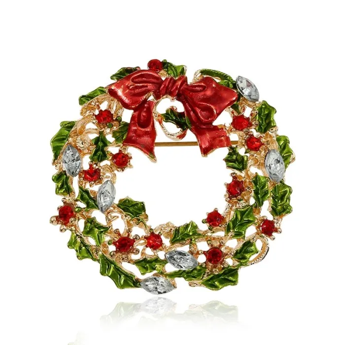 Christmas mistletoe wreath - brooch