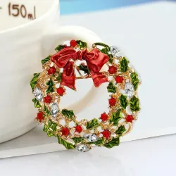 Christmas mistletoe wreath - brooch