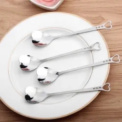 Heart shaped stainless steel teaspoons for tea & coffee & desserts 10 pieces