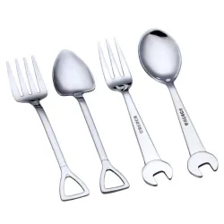 Shovel & wrench shape - teaspoon & fork for tea - coffee & desserts