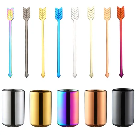 Stainless steel cocktail forks with a storage cup 9 pieces set