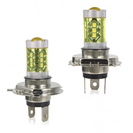 80W - H1 H3 H4 H7 H8 9005 9004 / 4300K LED 2835 - 12V bulb - yellow fog lights - head lights - 2 pieces