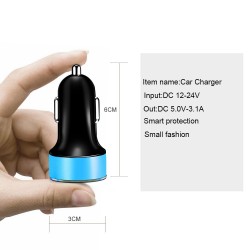 5V 3.1A Universal smartphone car charger with dual USB and LED