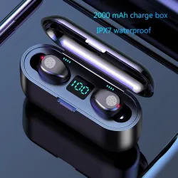 V5.0 F9 TWS wireless Bluetooth earphone - LED display - 2000mAh power bank - headset with microphone