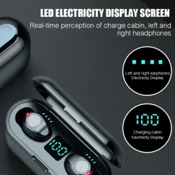 V5.0 F9 TWS wireless Bluetooth earphone - LED display - 2000mAh power bank - headset with microphone