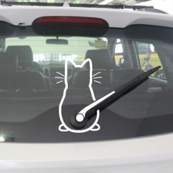 Vinyl sticker with a cat for the back car windshield & wiper